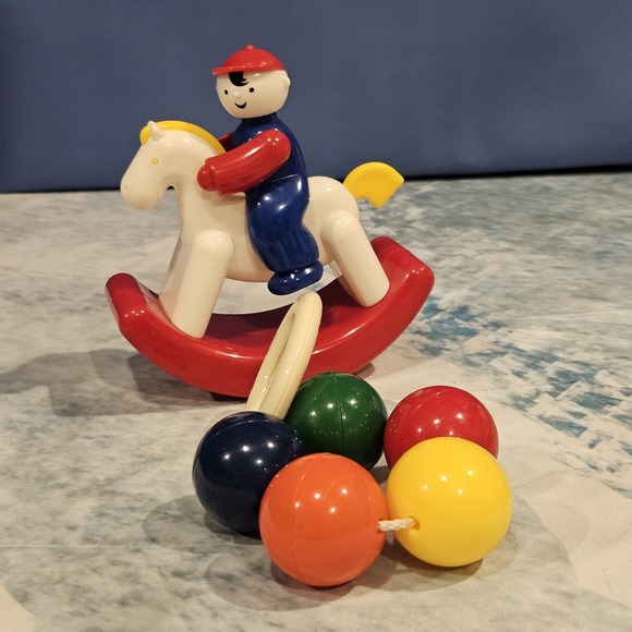 Ambi toys Other - Vintage Ambi Toys Lot Rocking Horse Jockey Rattle Balls Baby Toy Set‎